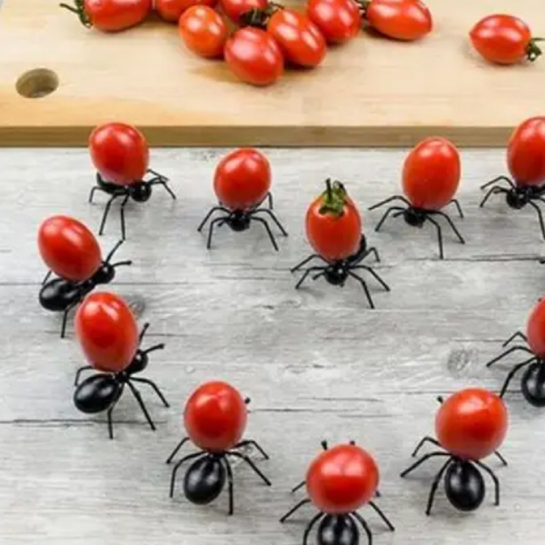 Cutlery Sets 12Pcs Creative Ant Style Plastic Safety Fruit Forks Cake Salad Black