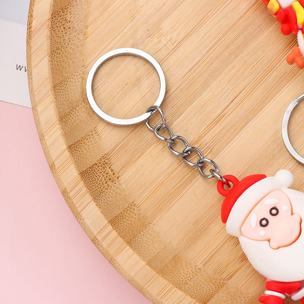 12Pcs Creative Pvc Silicone Christmas Key Ring Keychain Car Pendant Santa