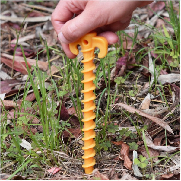 12Pcs Tent Nails 20Cm Spiral Horn Plastic Camping Hiking Pegs Outdoor Activities Yellow5pcs