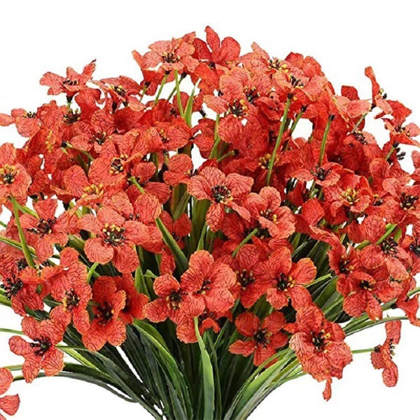 12Pcs Artificial Flowers Set For Home Decor Wedding Party Fake Floral Orange Artificial Plants