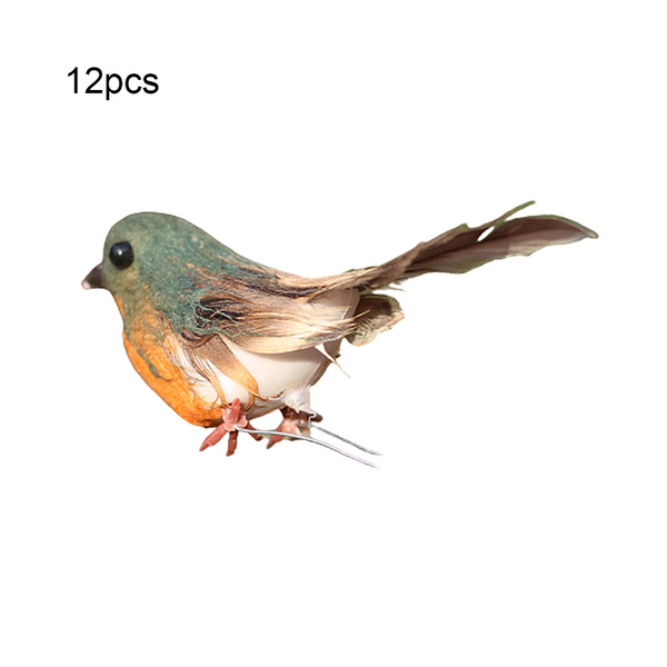 12Pcs Foam Artificial Robin Sparrow Birds Garden Yard Emulation Xmas Tree Decor Seasonal Decorations