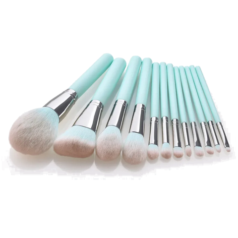 12Pcs/Set Makeup Light Blue Beauty Cosmetics Foundation Blush Powder Concealer Eye Brushes