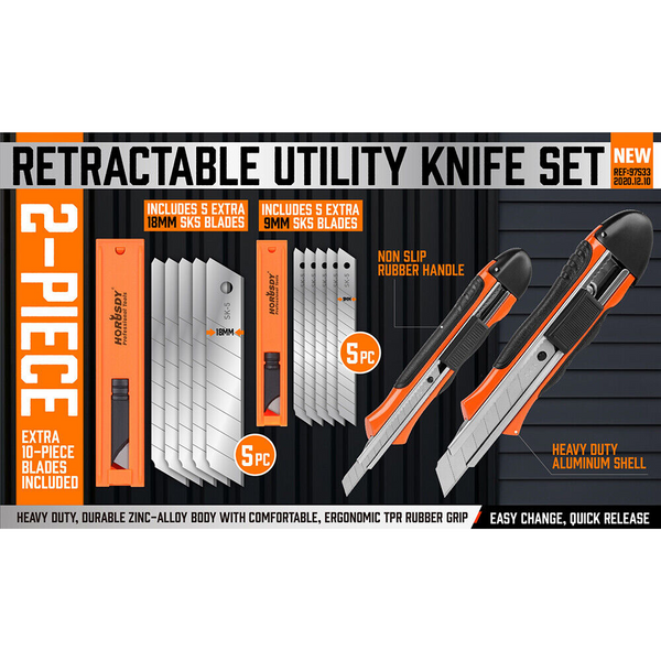 12 Pcs Sliding Lock Utility Knife Box Cutter 10 Spare Stanley Blades Craft