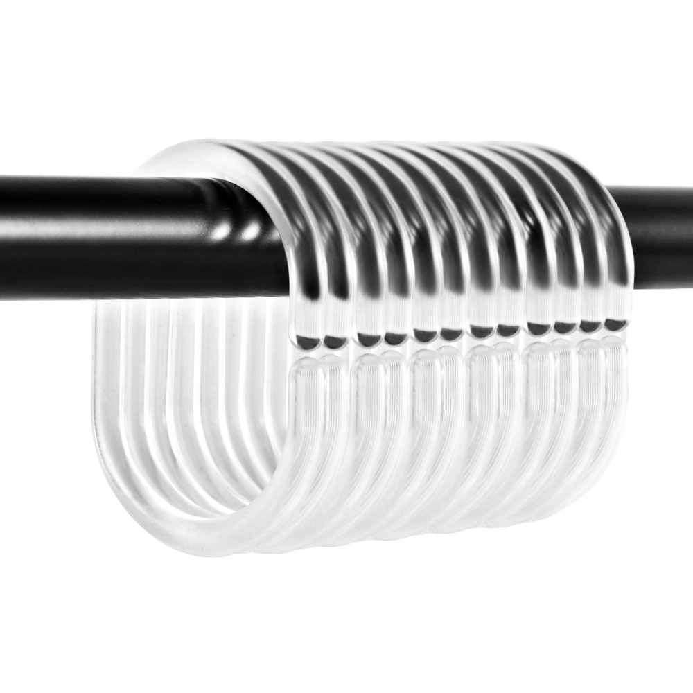 12Pcs Transparent C Shape Plastic Shower Curtain Hooks