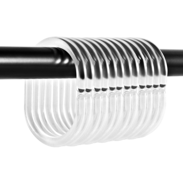 12Pcs Transparent C Shape Plastic Shower Curtain Hooks