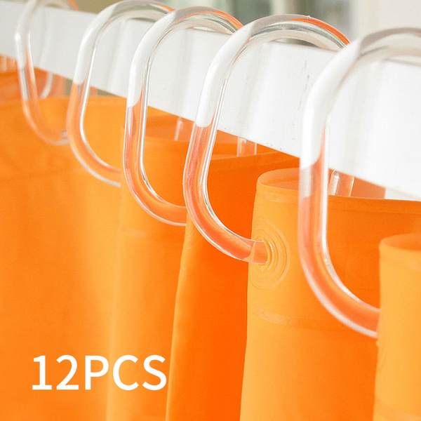 12Pcs Transparent C Shape Plastic Shower Curtain Hooks