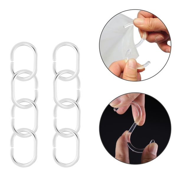 12Pcs Transparent C Shape Plastic Shower Curtain Hooks