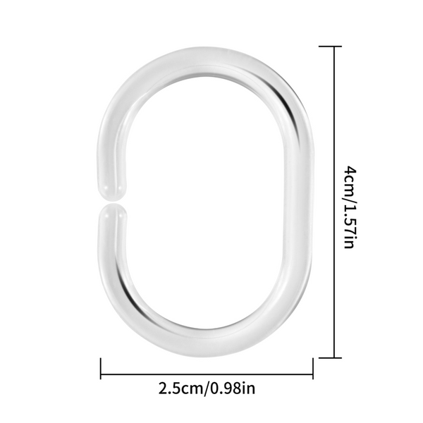 12Pcs Transparent C Shape Plastic Shower Curtain Hooks