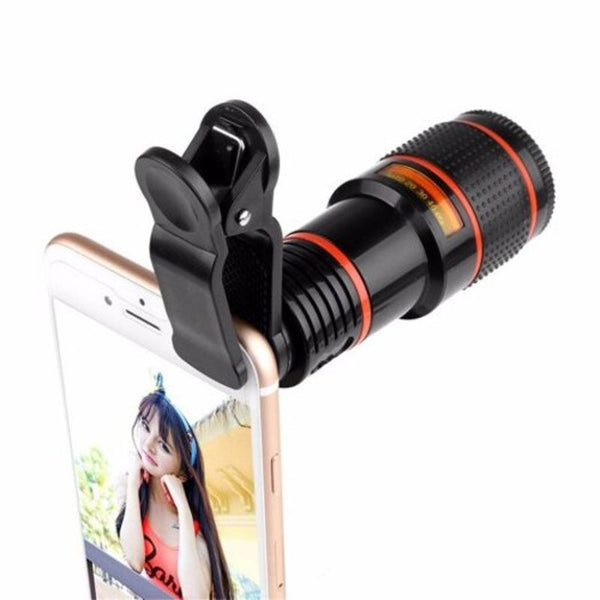 12X Zoom Optical Mobile Phone Camera Lens With Clip Black Lenses