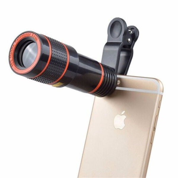 12X Zoom Optical Mobile Phone Camera Lens With Clip Black