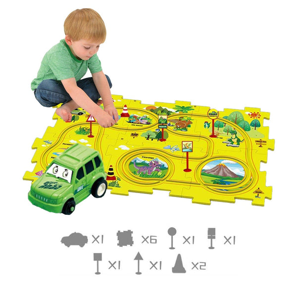 Imagination Play Set Toys 13 Piece Diy Assembling Electric Trolley Set Puzzle Track Car Play Railcar Building Toy