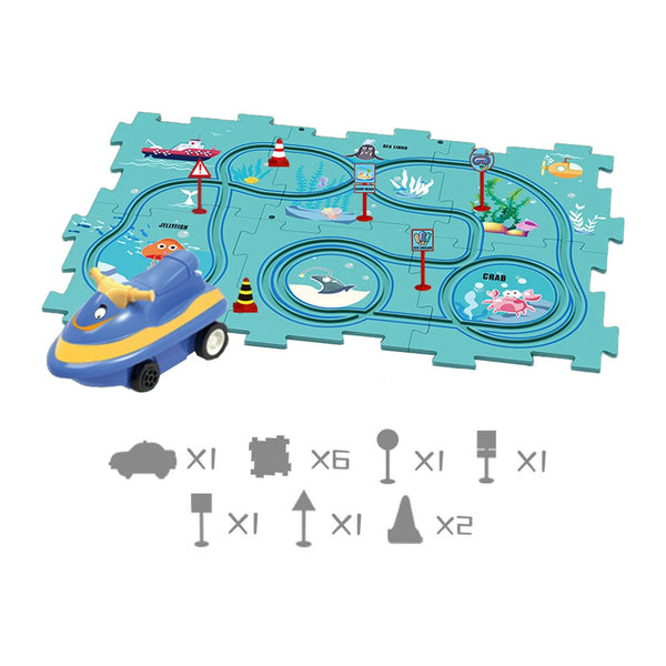 Imagination Play Set Toys 13 Piece Diy Assembling Electric Trolley Set Puzzle Track Car Play Railcar Building Toy