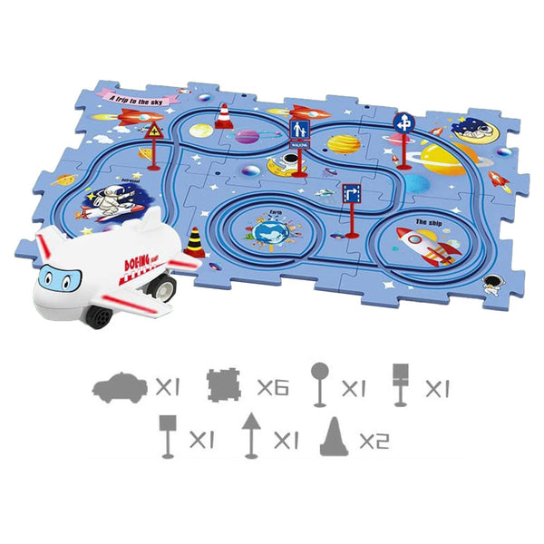 Imagination Play Set Toys 13 Piece Diy Assembling Electric Trolley Set Puzzle Track Car Play Railcar Building Toy