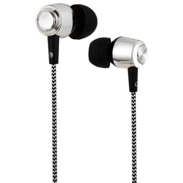 13 Subwoofer In Earbraided Wire Earphone With Mic Silver