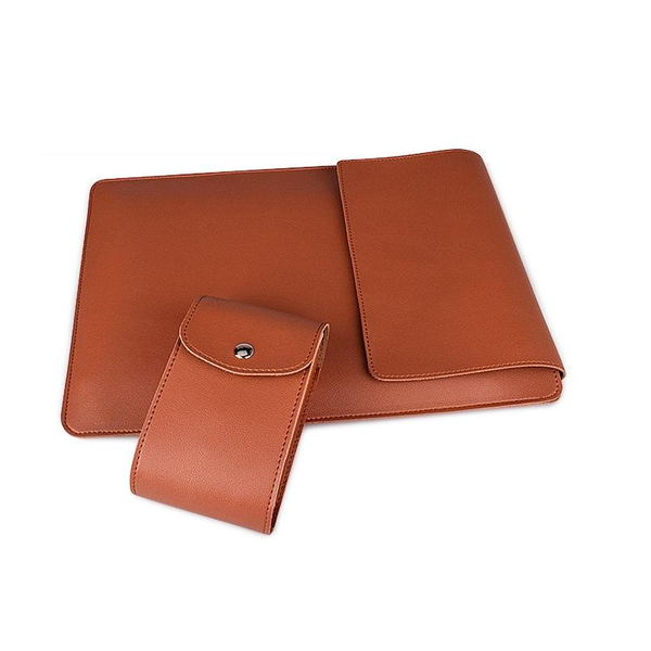 13.3 Inch Laptop Sleeve Leather Case With Small Storage Bag Brown Laptop Cases & Bags