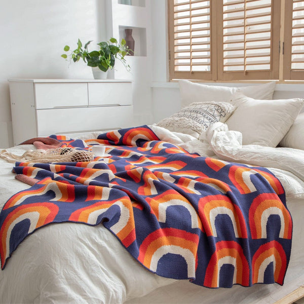 130 X 160Cm Cozy Throw Bohemian Style Rainbow Blankets