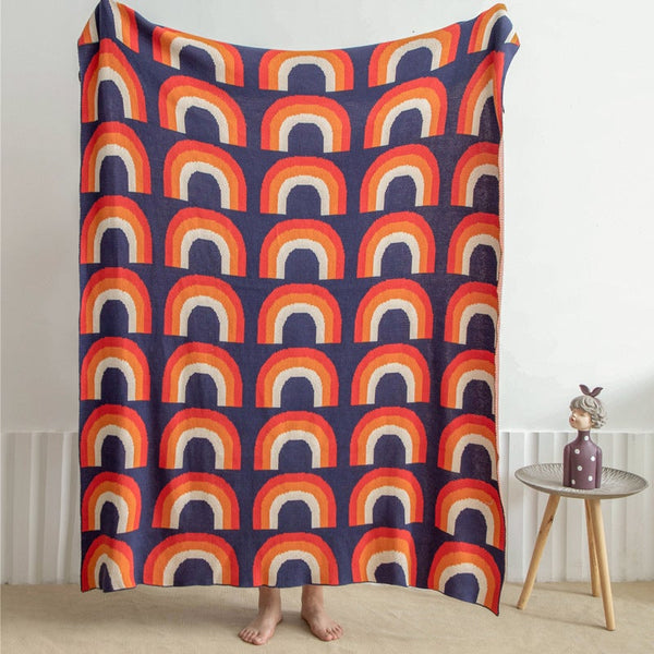 130 X 160Cm Cozy Throw Blankets Bohemian Style Rainbow