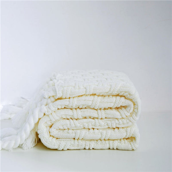 130 X 160Cm Throw Thread Blanket Bedcover With Tassel For Sofa