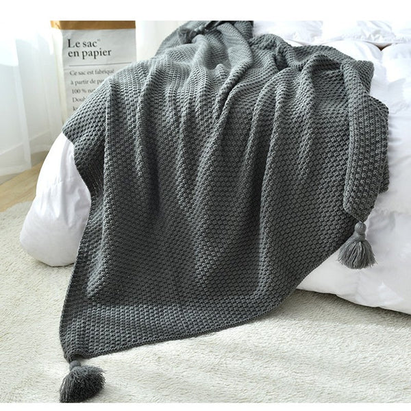 130Cm X 170Cm Warm Cozy Knitted Throw Blanket Grey Blankets