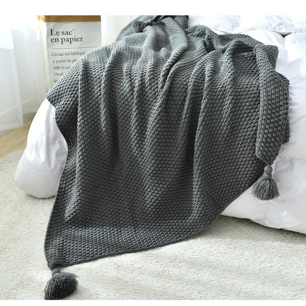 130Cm X 170Cm Warm Cozy Knitted Throw Blanket Grey