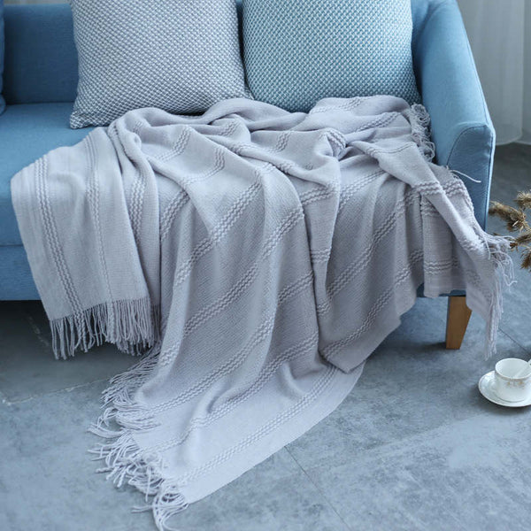 130Cm X 170Cm Warm Cozy Knitted Throw Blanket Cream
