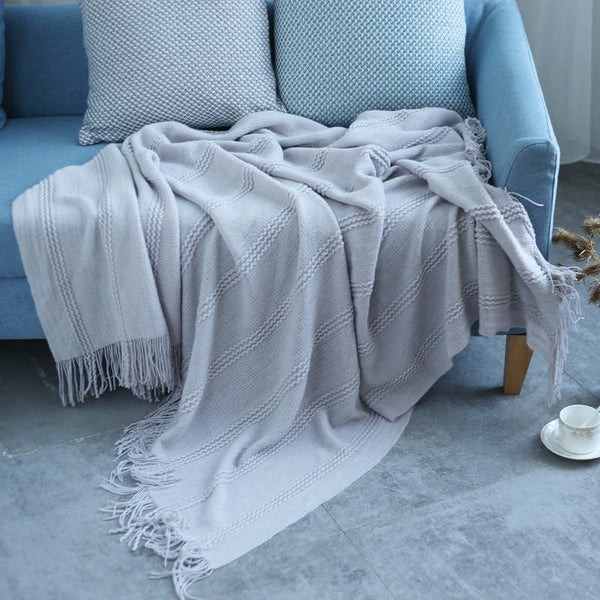 130Cm X 170Cm Warm Cozy Knitted Throw Blanket Cream Blankets