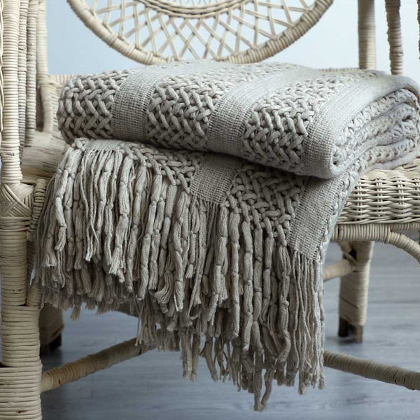 130Cm X 170Cm Warm Cozy Knitted Throw Blanket Beige