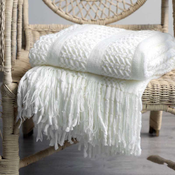 130Cm X 170Cm Warm Cozy Knitted Throw Blanket White