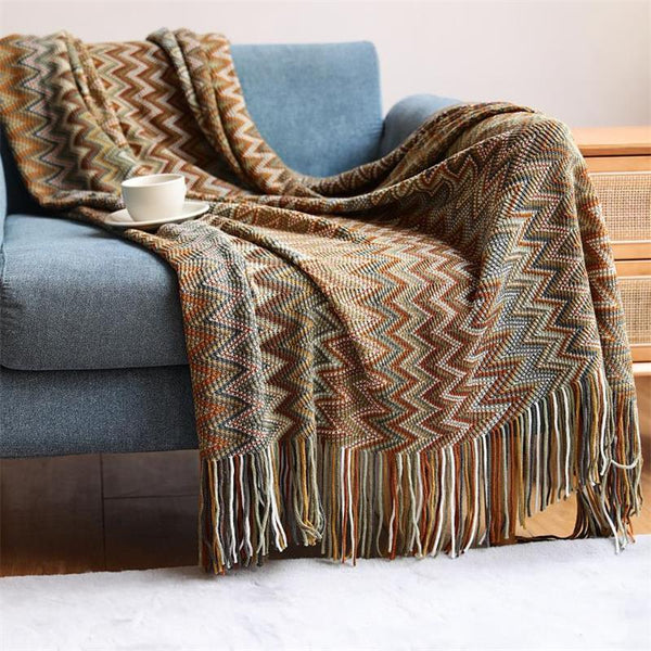 130Cm X 170Cm Warm Cozy Knitted Throw Blanket Brown Blankets