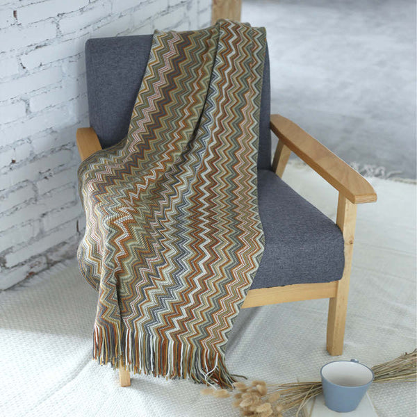 130Cm X 170Cm Warm Cozy Knitted Throw Blanket Brown Blankets
