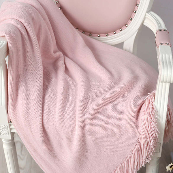 130Cm X 200Cm Warm Cozy Knitted Throw Blanket Pink Blankets