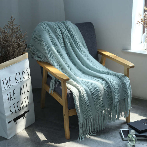 130Cm X 220Cm Warm Cozy Knitted Throw Blanket Teal Blankets