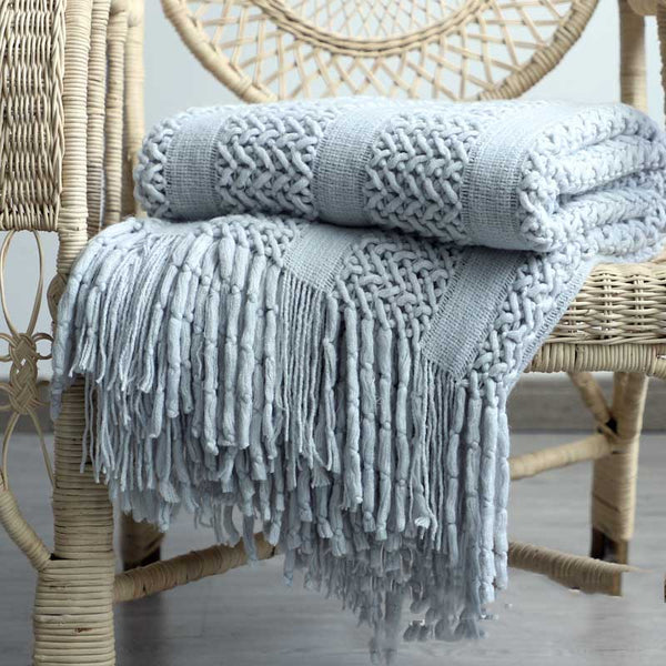 130Cm X 220Cm Warm Cozy Knitted Throw Blanket Grey