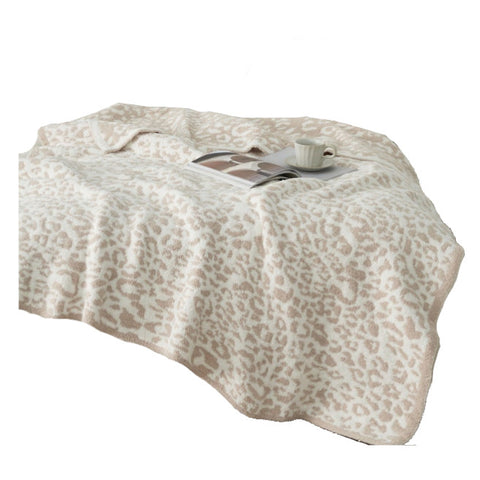 130 X 160Cm Cozy Throw Blankets Beige Leopard Print