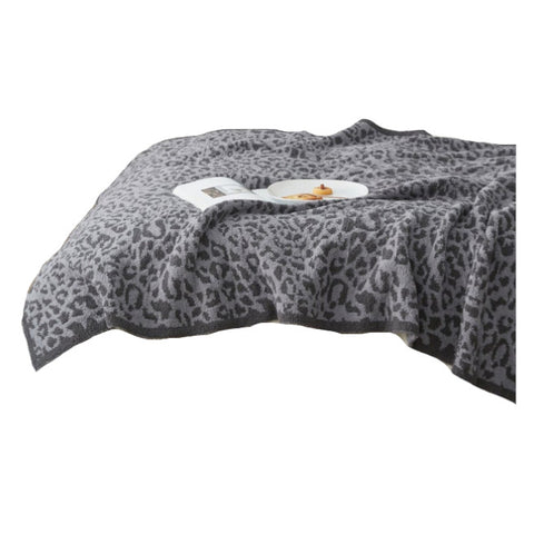 130 X 160Cm Cozy Throw Blankets Dark Gray Leopard Print