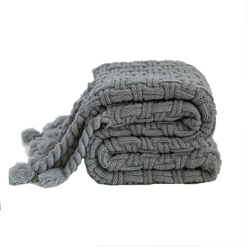 130 X 160Cm Cozy Throw Blankets Criss Cross Pattern Dark Gray
