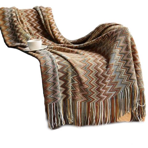130Cm X 170Cm Warm Cozy Knitted Throw Blanket Brown Blankets