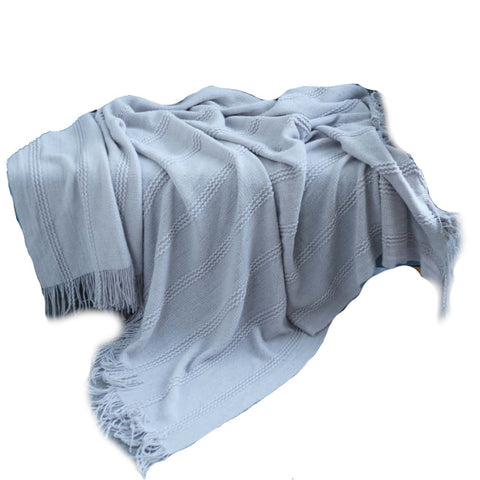 130Cm X 170Cm Warm Cozy Knitted Throw Blanket Cream