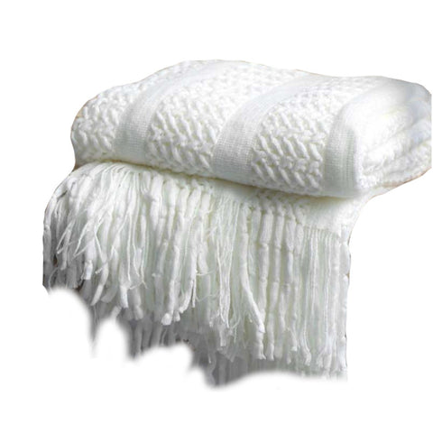 130Cm X 170Cm Warm Cozy Knitted Throw Blanket White