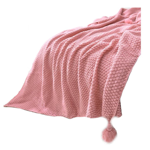 130Cm X 170Cm Warm Cozy Knitted Throw Blanket Pink