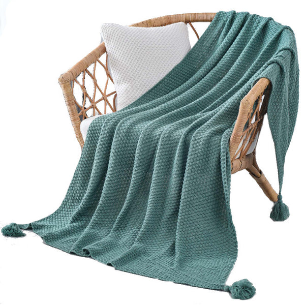 130Cm X 170Cm Warm Cozy Knitted Throw Blanket Teal Blankets