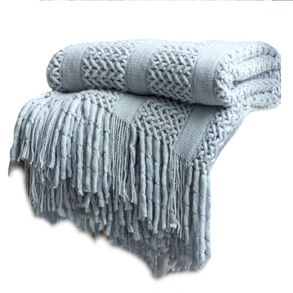 130Cm X 220Cm Warm Cozy Knitted Throw Blanket Grey Blankets