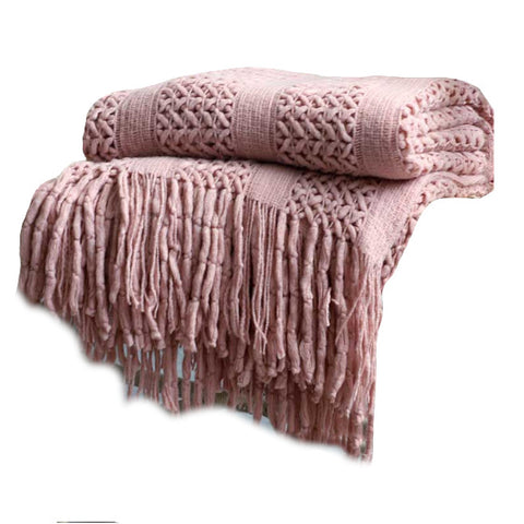 130Cm X 220Cm Warm Cozy Knitted Throw Blanket Pink Blankets