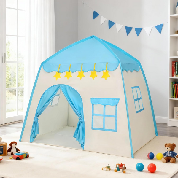 130Cm Kids Castle Tent Large Blue Play Tents