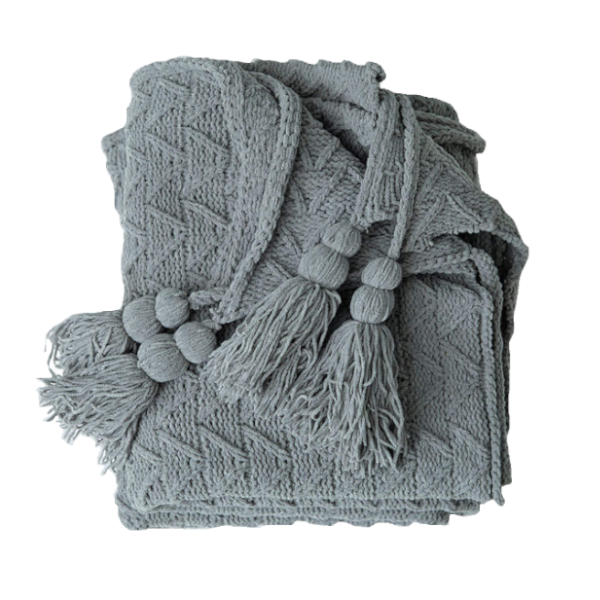 130Cm X 160Cm Warm Cozy Knitted Throw Blankets Grey