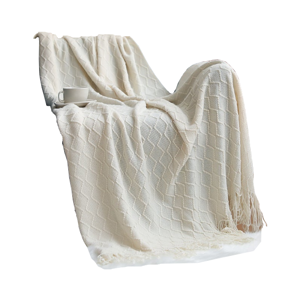 130Cm X 200Cm Warm Cozy Knitted Throw Blanket Cream Blankets