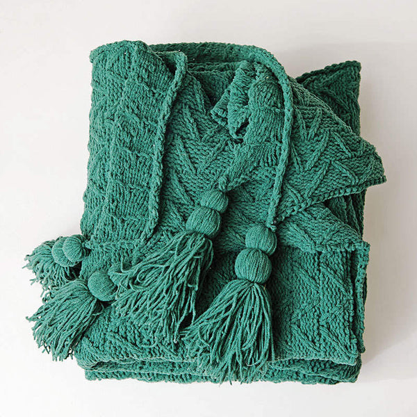 130Cm X 160Cm Warm Cozy Knitted Throw Blankets Green