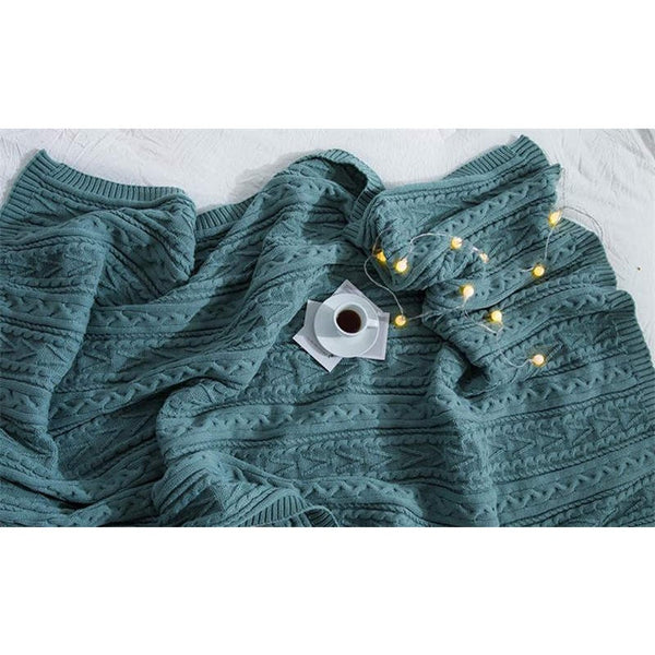 130Cm X 160Cm Warm Cozy Knitted Throw Blankets Teal