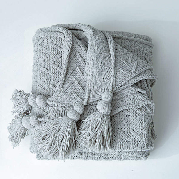 130Cm X 160Cm Warm Cozy Knitted Throw Grey Blankets