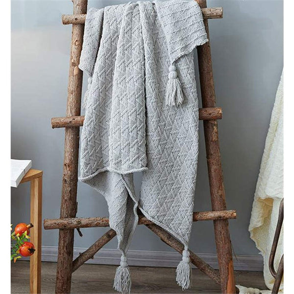 130Cm X 160Cm Warm Cozy Knitted Throw Grey Blankets